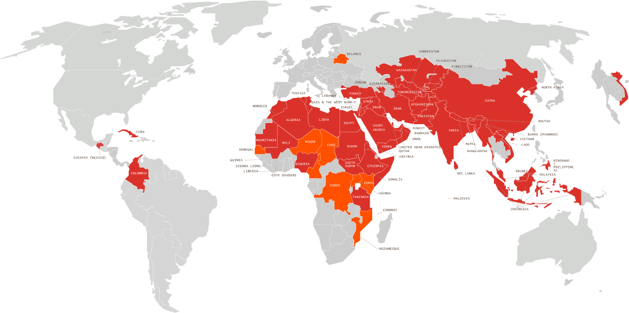 WHERE CHRISITIAN FAITH IS DANGEROUS Map